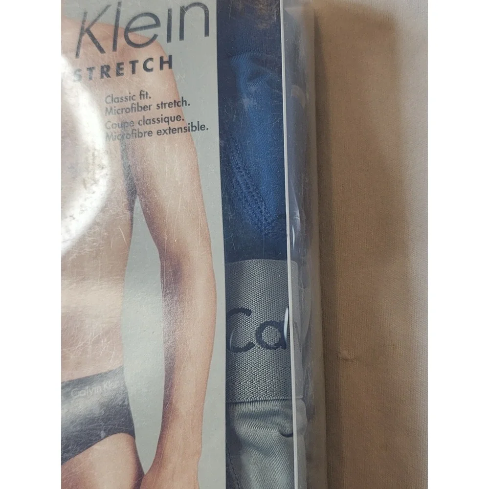 Calvin Klein Men`s Microfiber Stretch 2 Pack Hip Brief Size‎ XL Blue/Gray